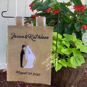 Burlap Wedding Garden Flag, Personalized Wedding Flag, Backyard Wedding Flag, Beach Wedding Flag, Outdoor Wedding Flag