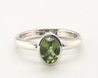 Oval Cut Peridot Ring ~ August Birthstone Ring - Green Stone Ring