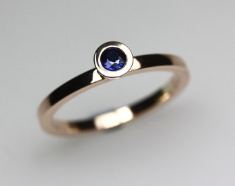 Sapphire & Rose Gold Ring - September Birthstone