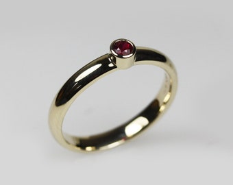 Ruby & Yellow Gold Ring ~ Ruby Engagement Ring ~Ruby Anniversary Ring