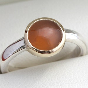 Peach Moonstone Gold & Silver ring