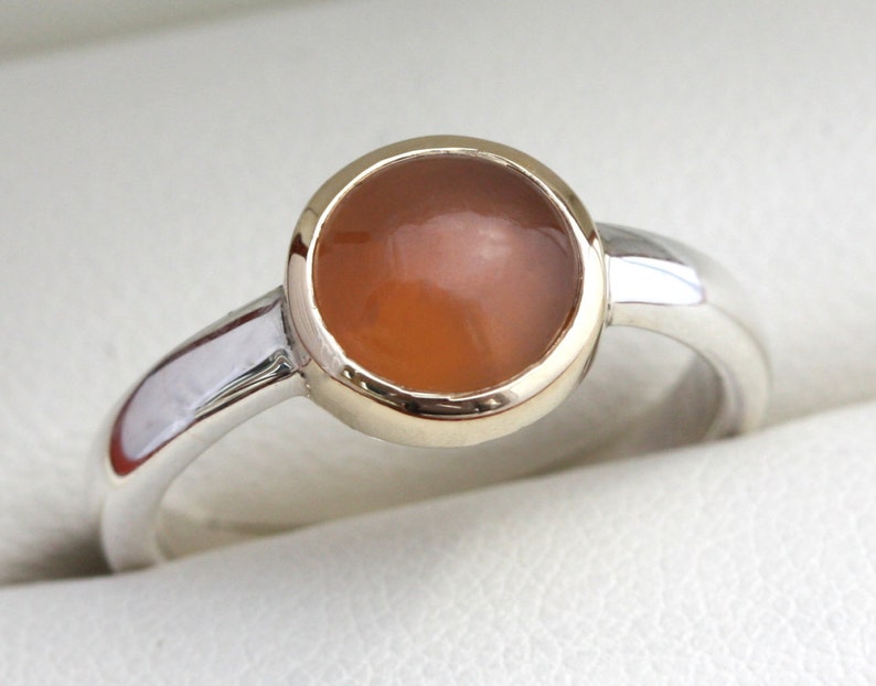 Peach Moonstone Gold & Silver ring image 1