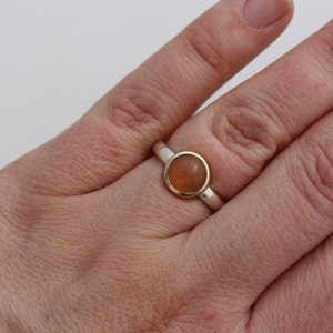Peach Moonstone Gold & Silver ring image 2