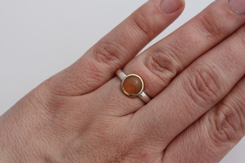 Peach Moonstone Gold & Silver ring image 2