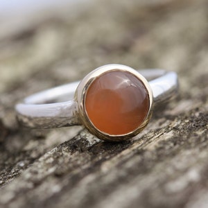 Peach Moonstone Gold & Silver ring image 3