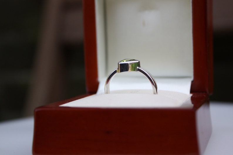 Trillion Cut Peridot Ring ~ Sterling Silver