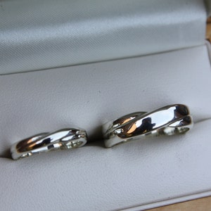 White Gold Infinity cross over matching wedding bands / Commitment rings image 1