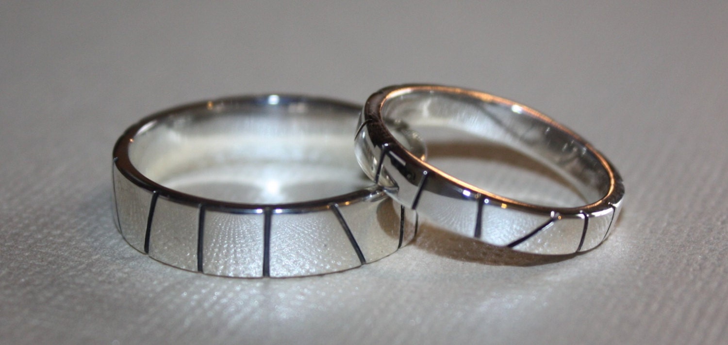 Mens Chunky Silver Ring Oxidised Groove Design Etsy