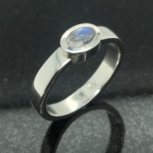 Blue Moonstone & Silver Ring ~ June Birthstone Ring