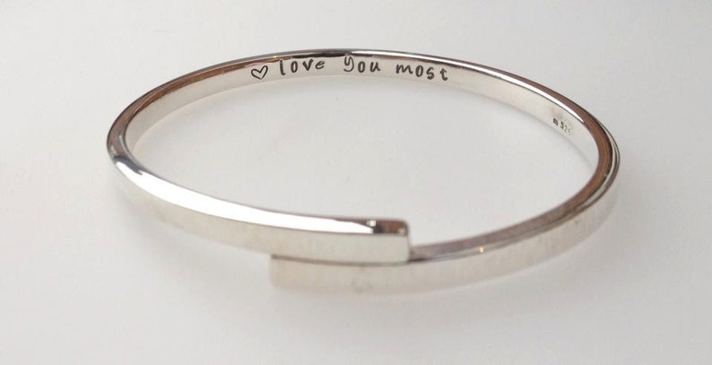 Chunky Textured Silver Bangle Cross Over Adjustable Design