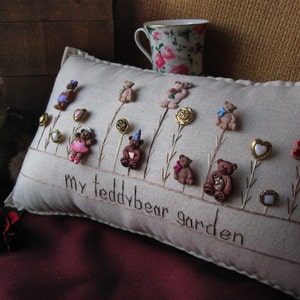 My Teddy Bear Garden Pillow (Cottage Style)