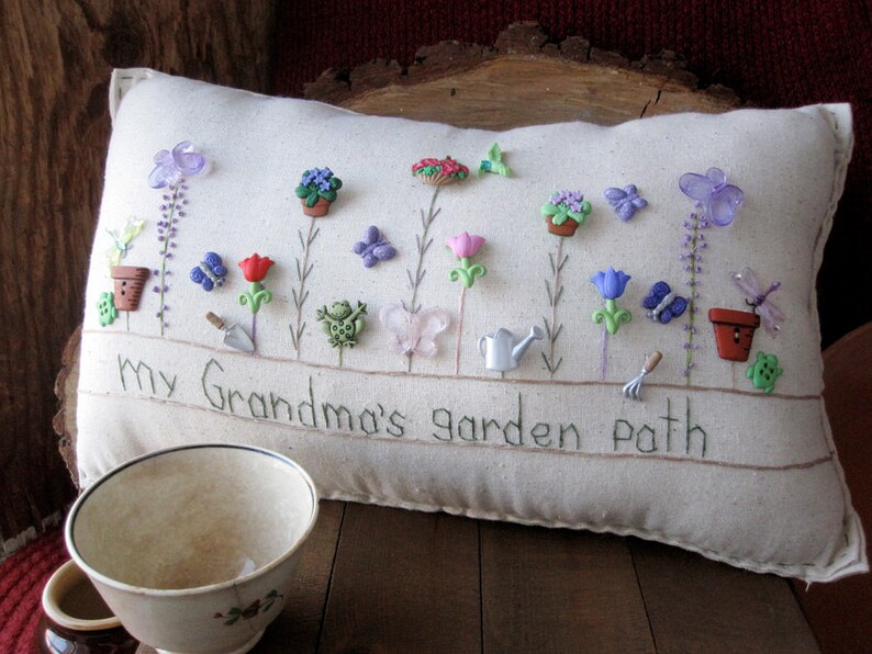 My Grandma's Garden Path Pillow cottage Style Etsy