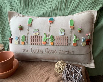 My Cactus Oasis Garden Pillow (Cottage Style)