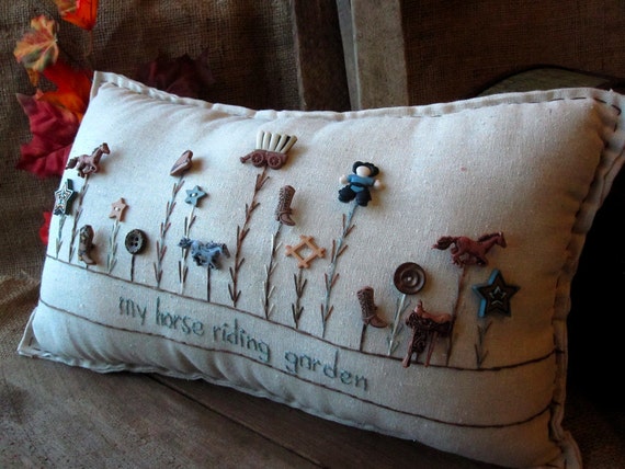 My Horse Riding Garden Pillow Cottage Style Etsy