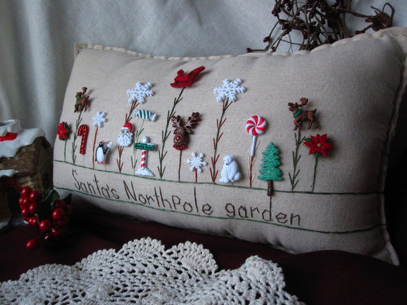Santa's North Pole Garden Pillow image 1