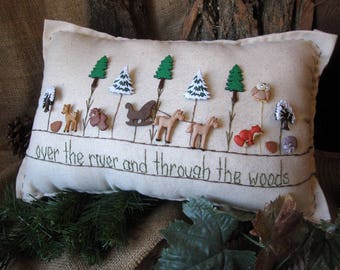 Over the River and Through the Woods Pillow (Cottage Style)