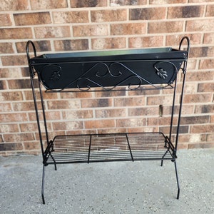 Two-Shelf Cast Iron Plant Stand with Birds