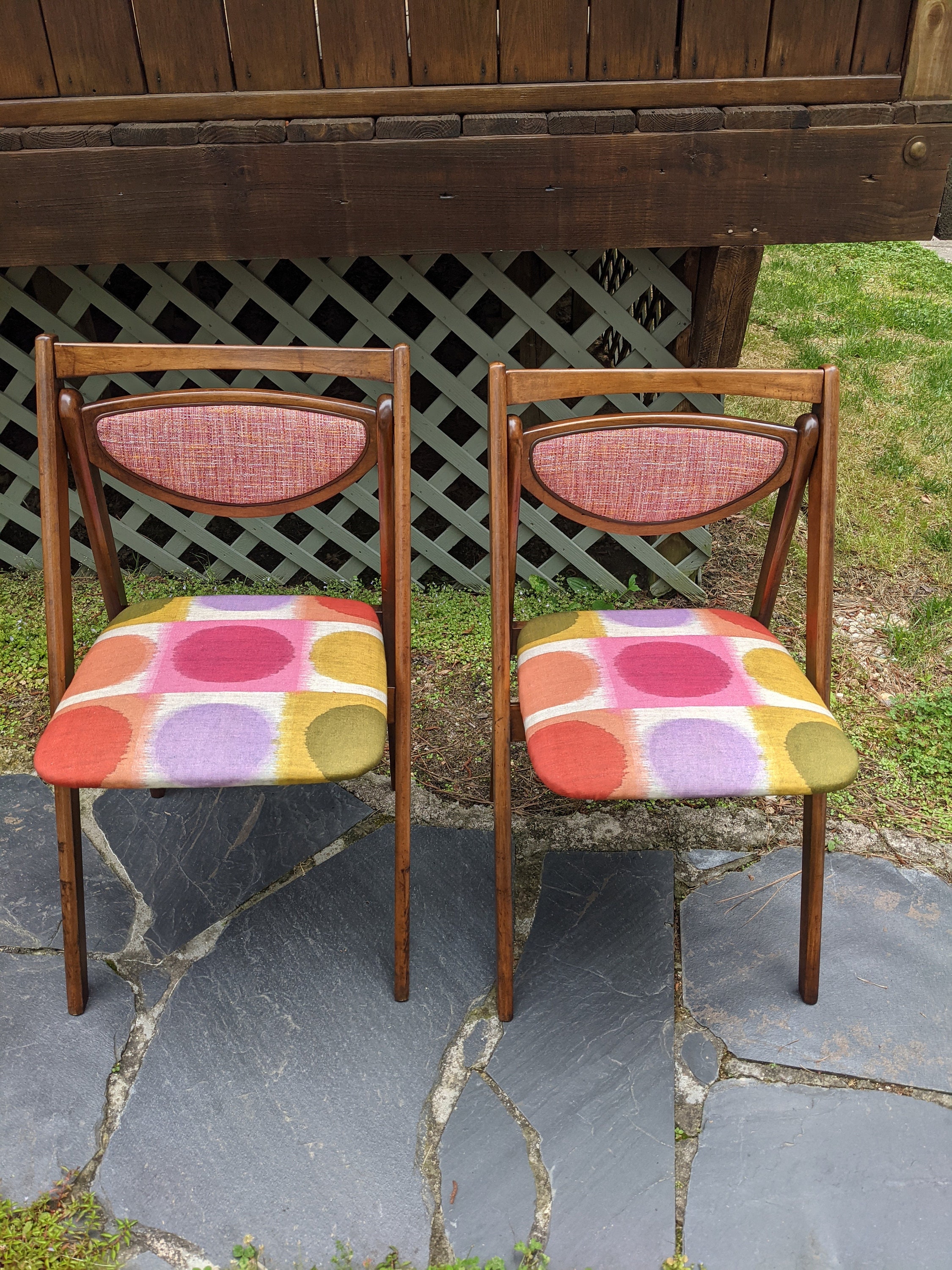 Vintage MCM Stakmore Folding Chairs completely Refurbished/danish Modern Chairs/mid Century