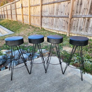 Mid Century Modern Iron Swivel Bar Stools