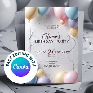 Editable Birthday Invitation Template: Canva Printable Card (Digital Download)