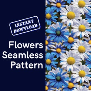 Retro Daisy Seamless Pattern: Boho Floral Print (PNG Digital Download)