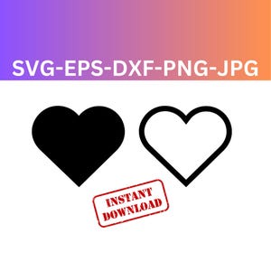 Heart SVG Files | Heart Vector Outline Cut File & Clip Art | CNC Digital Download | Svg, Png, Eps, Dxf Formats