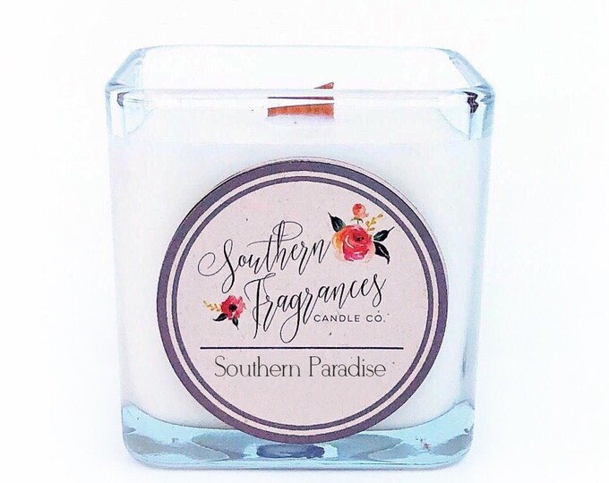 Featured listing image: Southern Paradise Soy Candle | 12oz Soy Candle | Wood Wick Candle