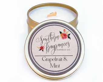 Grapefruit & Mint Soy Candle | 6oz Travel Tin