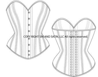 Curvy Victorian Overbust Corset Pattern __ No seam allowances included perfect for custom corsetry