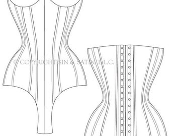 Sin & Satin Curvy Underbust Bodysuit Corset Waist Size 20"-30" PATTERN ONLY