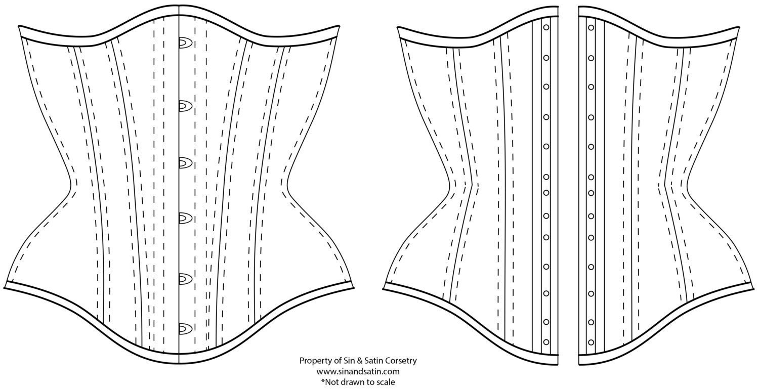 Corset Pattern TILLY the 14 Panelled Over-bust Bodysuit Sizes UK 8