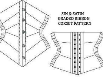 Ribbon Corset Pattern Only Size 18" - 30" Waist