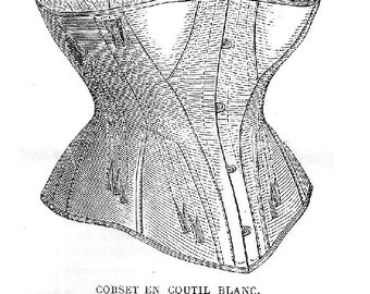 Pattern for Corset en Coutil Blanc, La Mode Illustree No.29, circa 1872