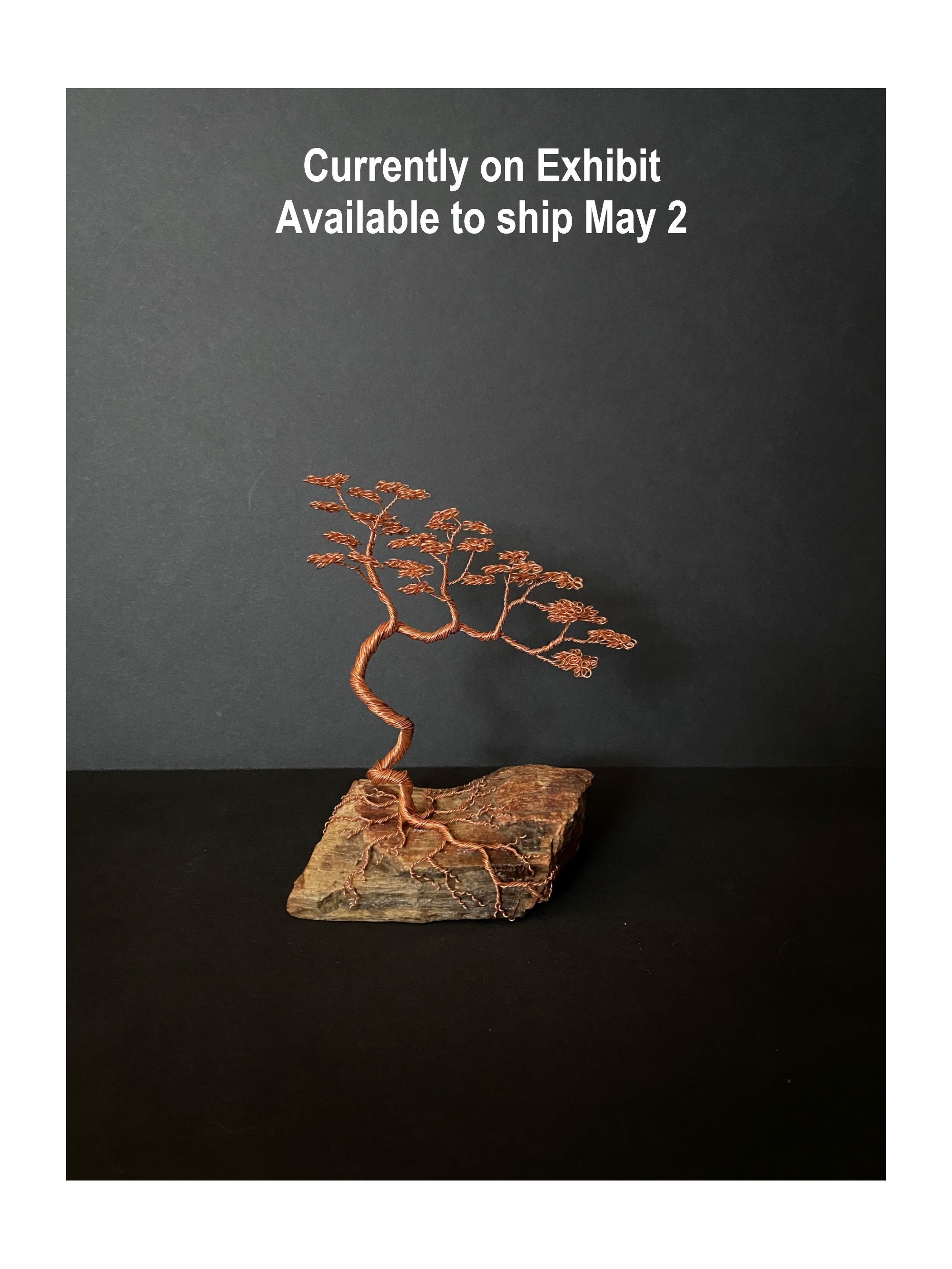 Copper Wire Bonsai Tree Sculpture on Petrified Wood Small – Elysian Workshop