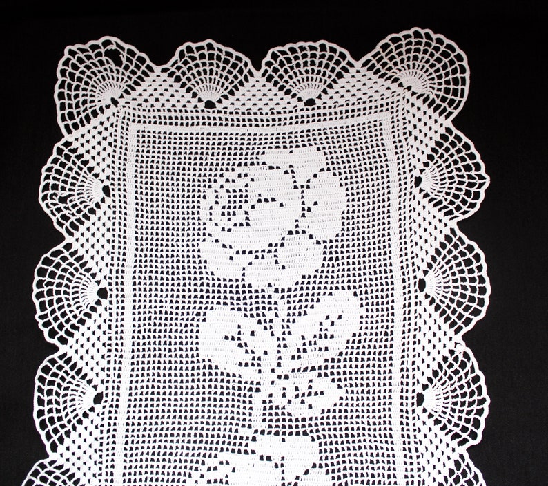 Crocheted Dresser Scarf Doily Table Runner Filet Crochet Etsy