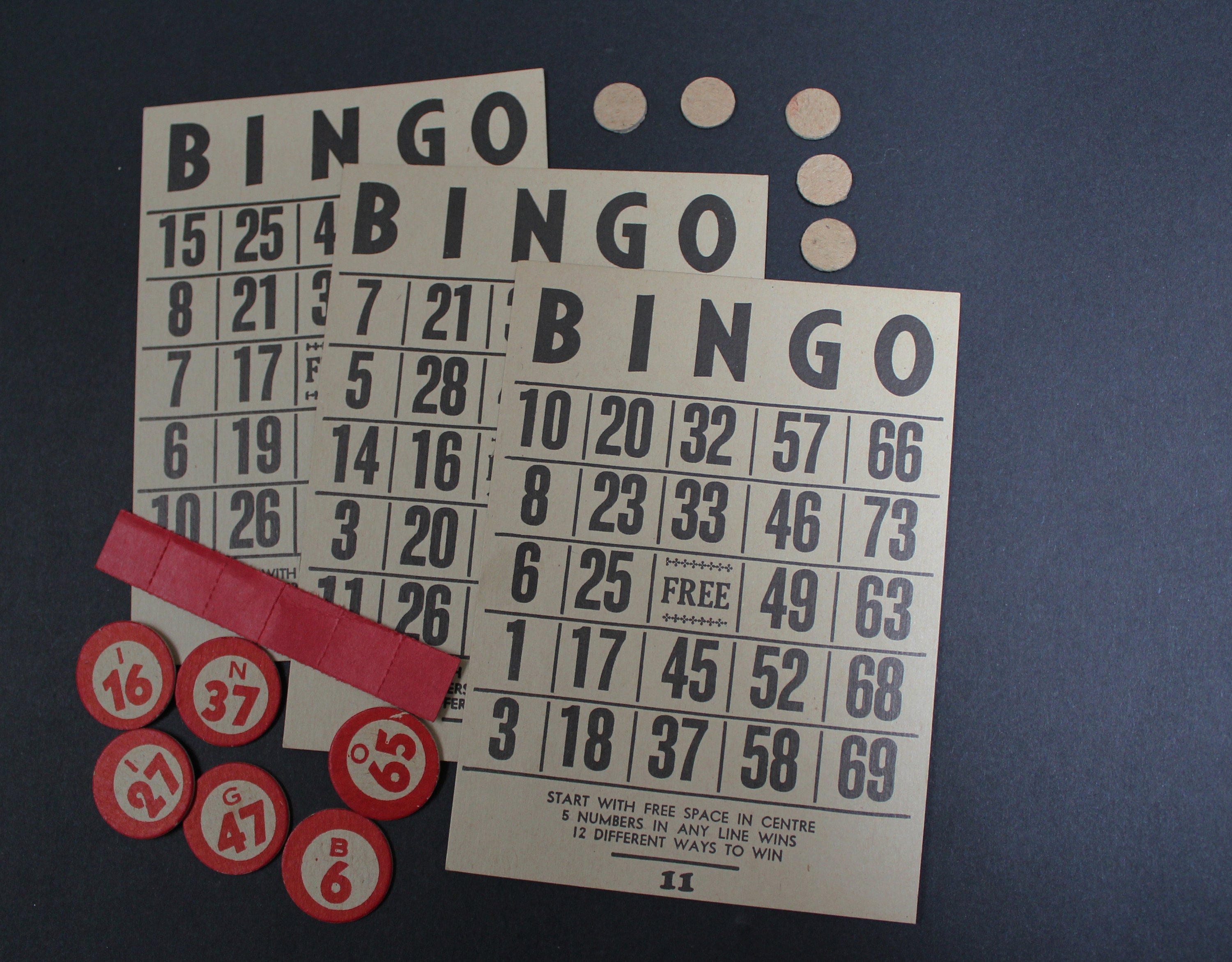 Old Bingo Game Pieces Bingo Cards & Bingo Chips for Etsy