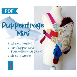 Puppentrage „Mini“, einfache Trage für Puppen und Kuscheltiere –Schnittmuster und Anleitung