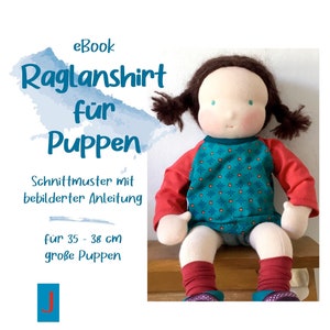 Jersey raglan shirt for 36 cm/ 14&quot; dolls, simple top for dolls, doll T-shirt pattern with illustrated instructions, pdf pattern