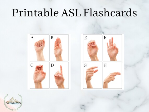 printable asl flash cards photorealistic american sign etsy canada