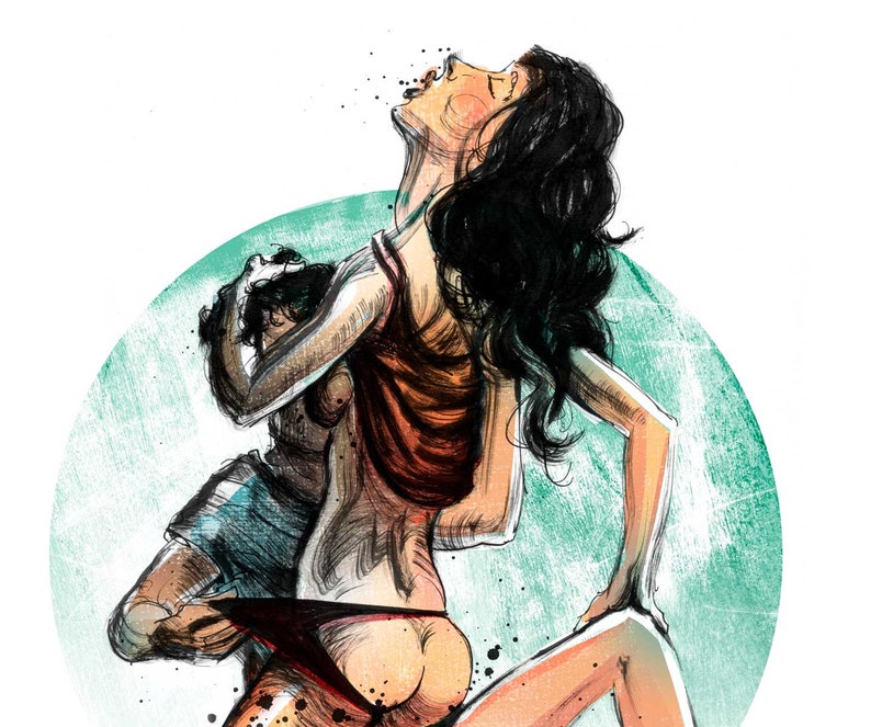 Erotic Illustration Erotic Art Print Sex Nude Blowjob Etsy