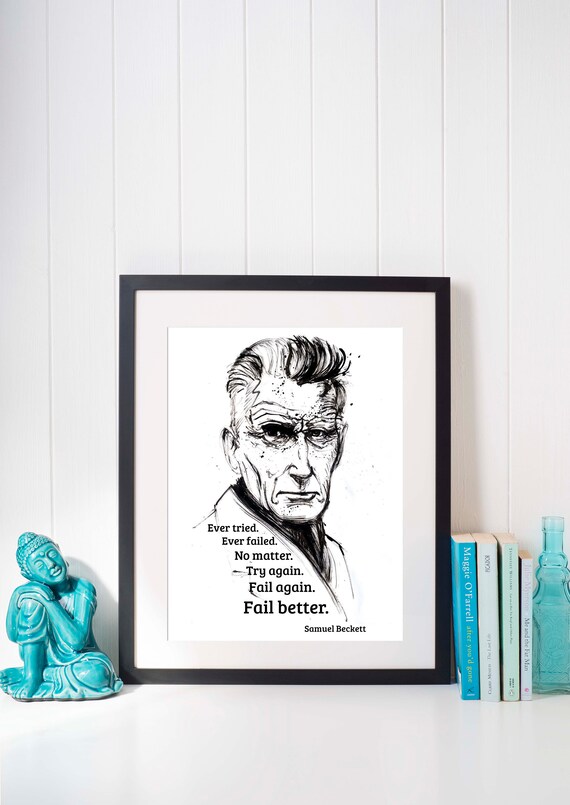 Samuel Beckett Famous Portrait Poster Drawing Print Famous Etsy
