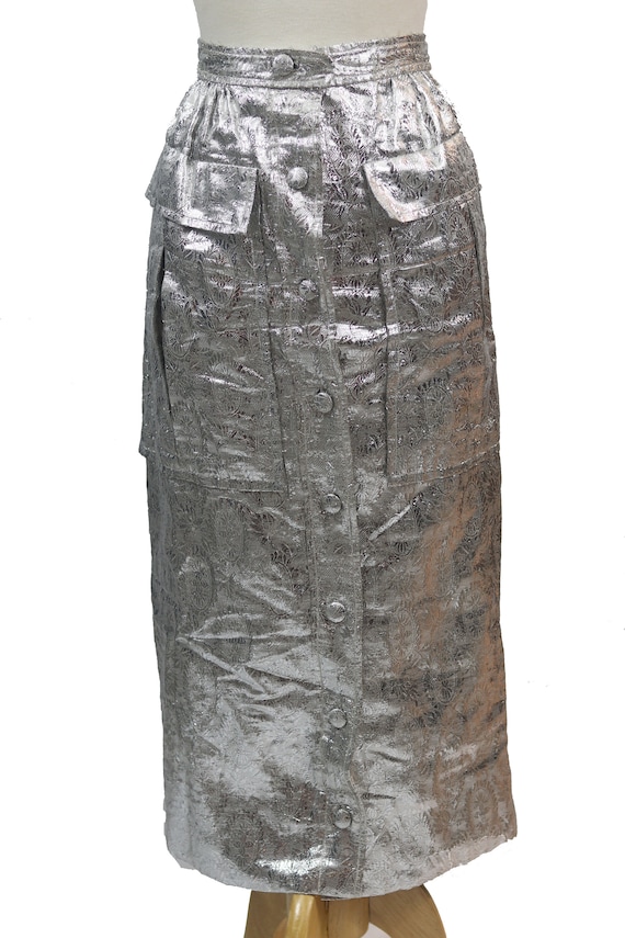 Silver Lame' Midi Skirt