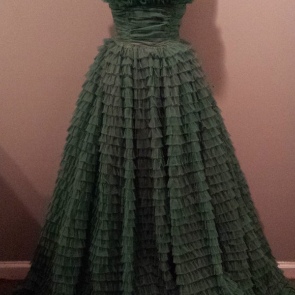 50s Green Tiered Dress