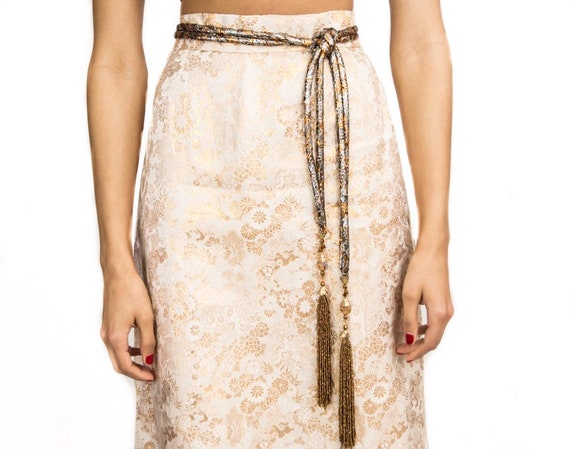 Embossed Metallic Maxi Skirt