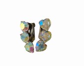 Vintage Weiss Heart- shaped Rhinestone Earrings