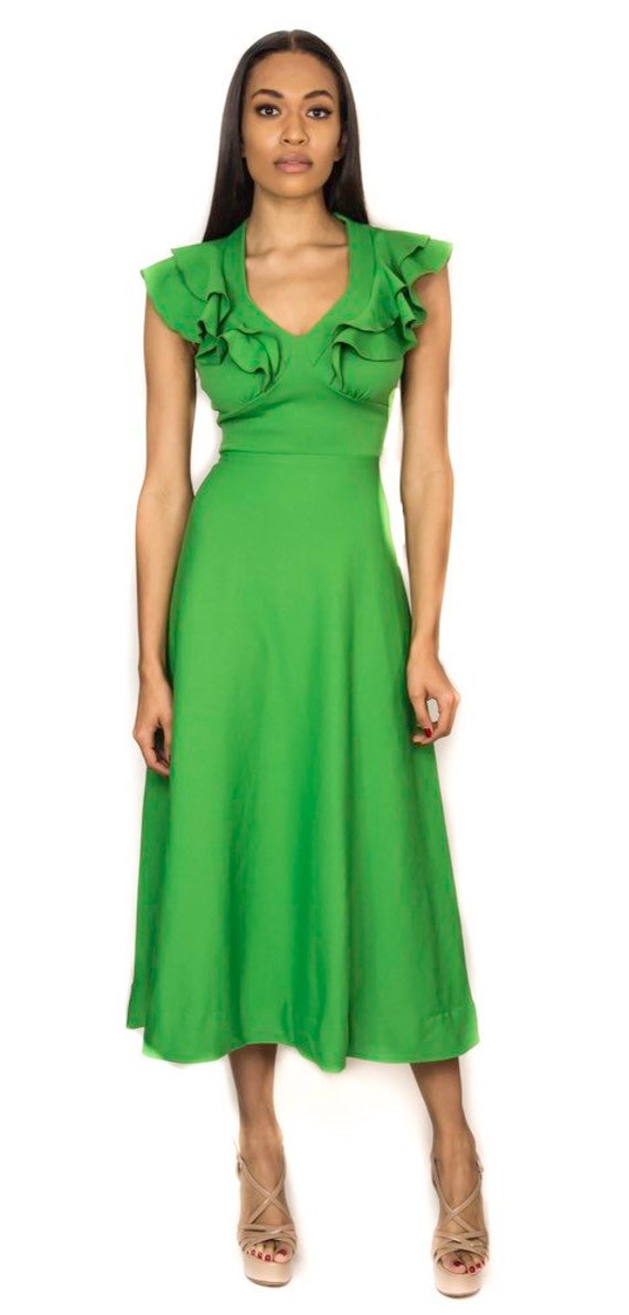 Ruffled Lime Green Dress
