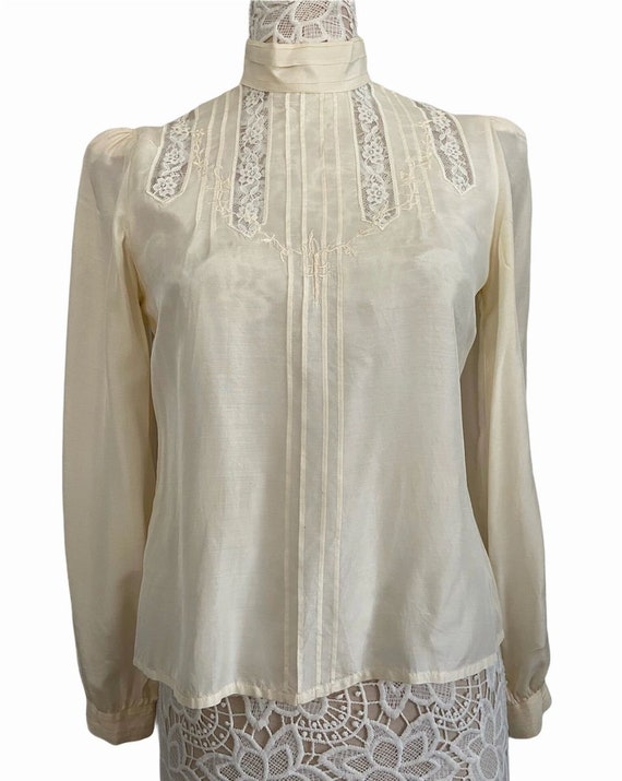 Vintage Victorian Collar Silk Shirt