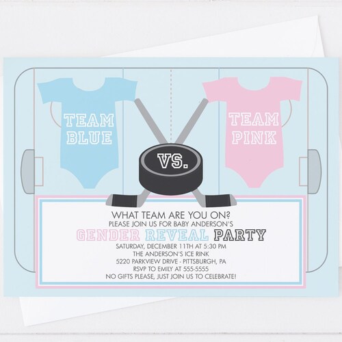Ice Hockey Gender Reveal Party Invitation PRINTABLE Edit Etsy