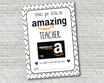 Amazon Gift Card Holder - Teacher Appreciation Gift - Printable - Amazing Teacher - Teacher Thank You Gift - End of Year - INSTANT DOWNLOAD