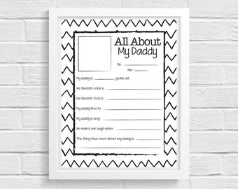 Father's Day Gift from Kids - All About My Daddy - Easy DIY Present - Printable - INSTANT DOWNLOAD